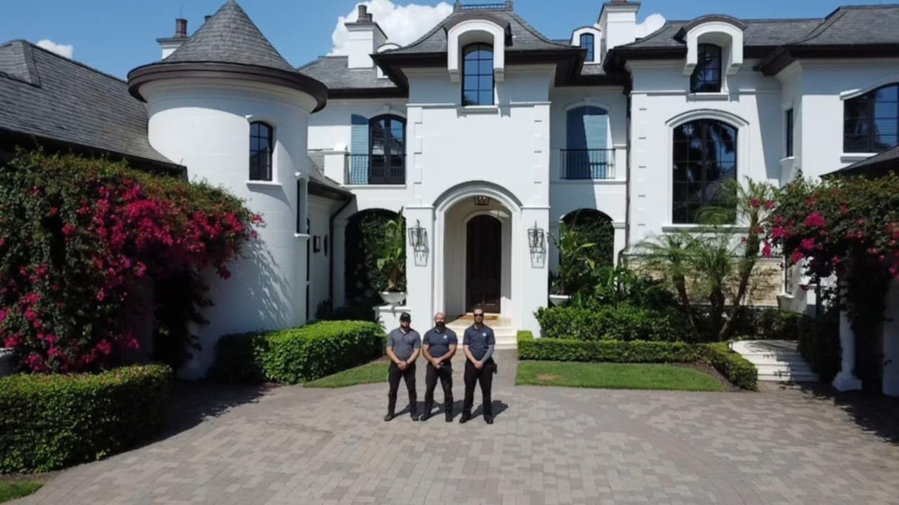 Patriot Home Inspections inspectors in front of a Naples luxury home before a home inspection