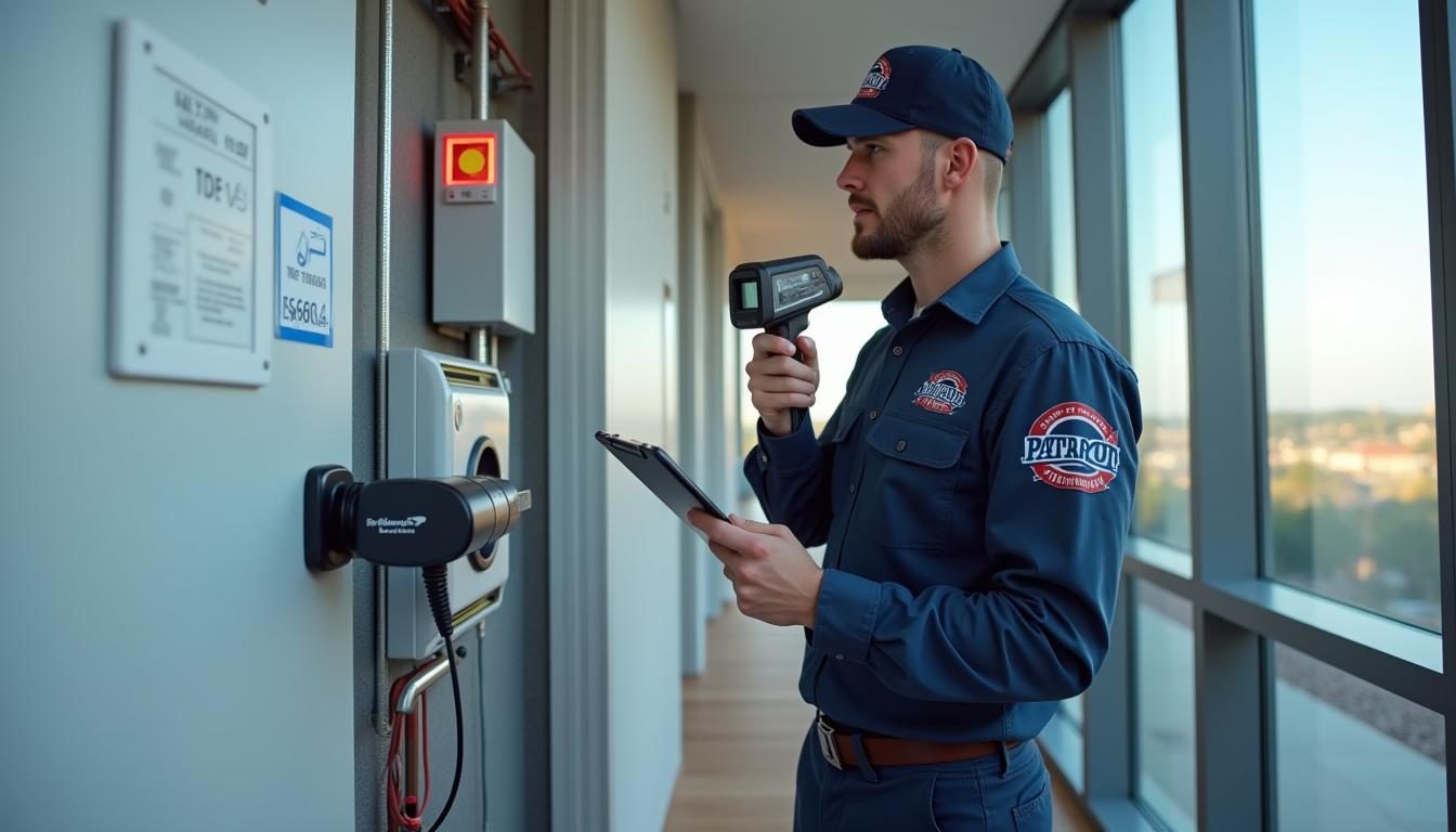 Patriot Inspections inspector evaluating building systems with thermal imaging and digital reporting